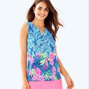 NWT Lilly Pulitzer Bennet Blue Let’s Mango Engineered Essie Top